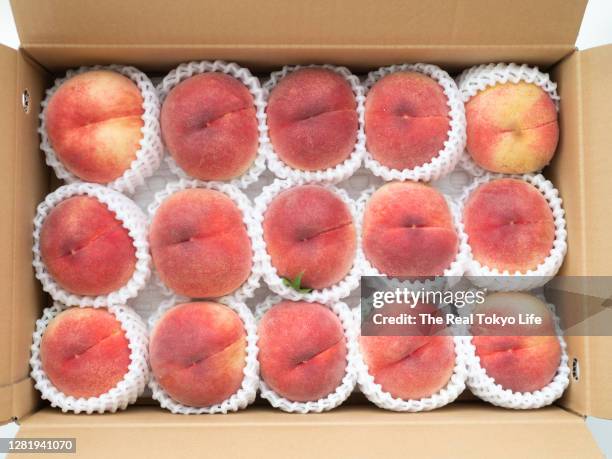 peach_box_p1013692 - gourmet gift basket stock pictures, royalty-free photos & images