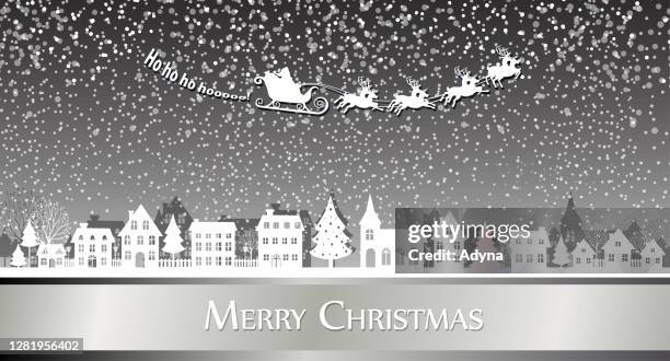 santa claus gift on sleigh - outdoor string lights stock illustrations