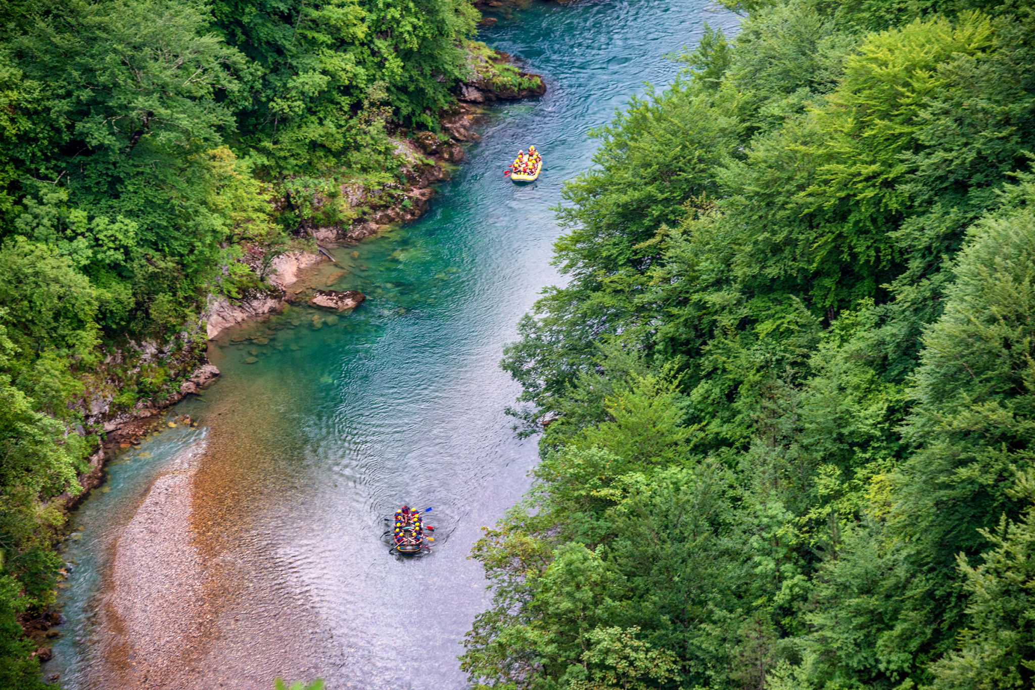 Rafting on the river Tara, Durmitor National Park in Montenegro Rafting on the river Tara, Durmitor National Park in Montenegro