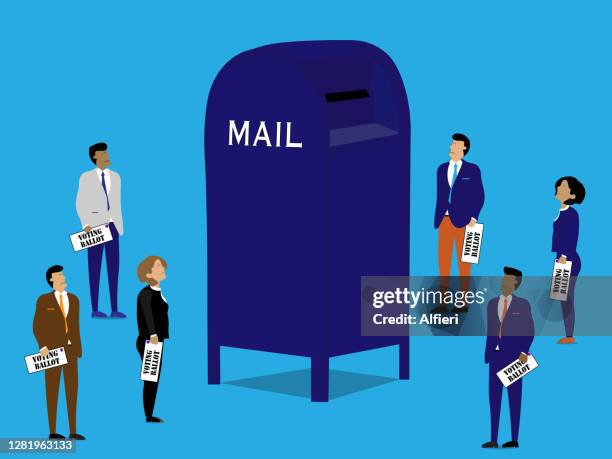 people with voting ballots - covid response stock illustrations
