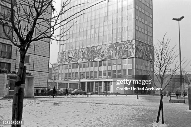 Haus des Lehrers building at Alexanderplatz square in the Eastern part of Berlin, Germany 1970.