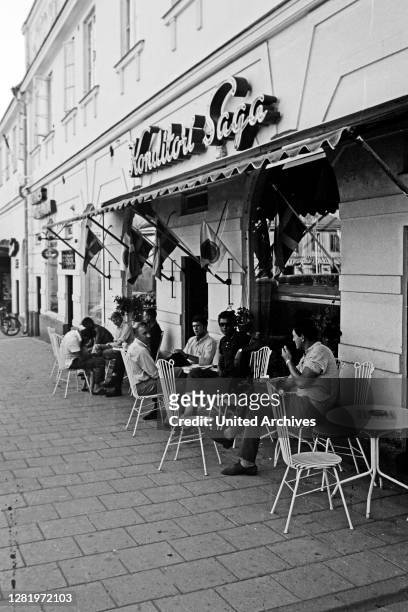 Guests in the cafe, the Saga pastry shop in Arboga, Sweden, 1969.