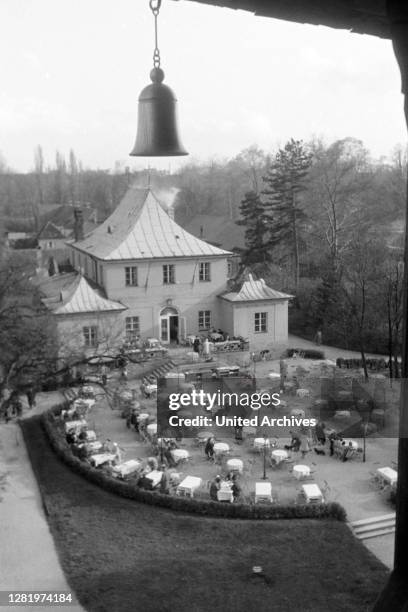 View of the restaurant next to the Chinese Tower, 1957.