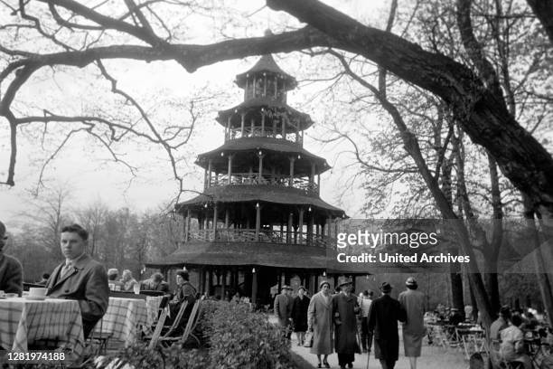 The Chinese Tower at the English Garden, 1957.