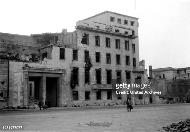 Germany - Part of the bombed out 'Reichskanzlei' in Berlin, 05/1946.