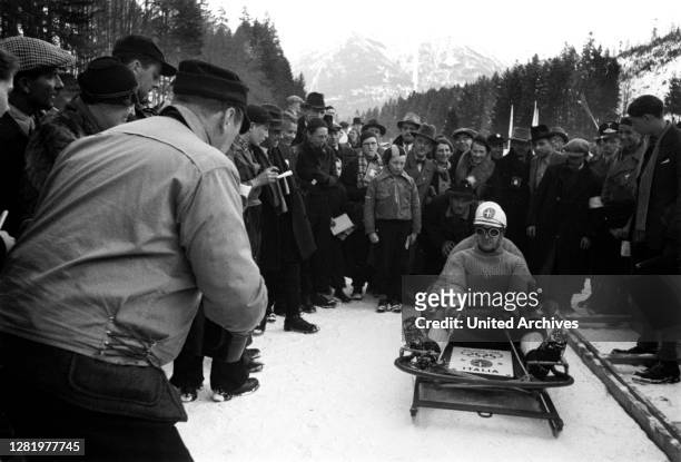 Winter Olympics 1936 - Germany, Third Reich - Olympic Winter Games, Winter Olympics 1936 in Garmisch-Partenkirchen. Bobsleighing competition. Double...