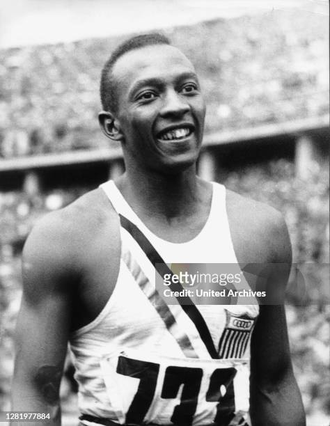 Summer Olympics 1936 - Germany, Third Reich - Olympic Games, Summer Olympics 1936 in Berlin. Jesse Owens at the Olympic arena. The most successful...