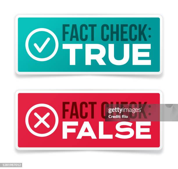 ilustrações de stock, clip art, desenhos animados e ícones de fact checking true and false information badges - artificial