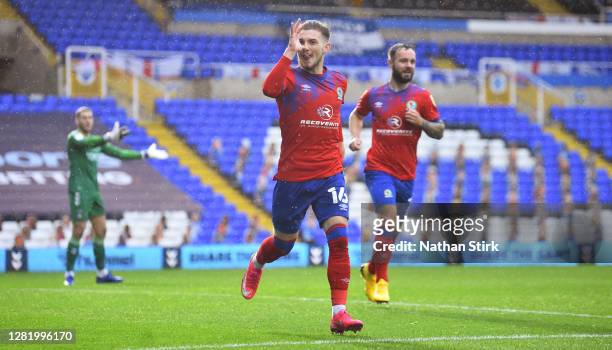 Harvey Elliott of Blackburn Rovers celebrates after he scores their third goal during the Sky Bet Championship match between Coventry City and...