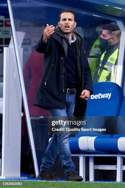 Ruben Baraja head coach of Zaragoza reacts during the La Liga Smartbank match between Leganes and Zaragoza at Estadio de Butarque on October 22, 2020...