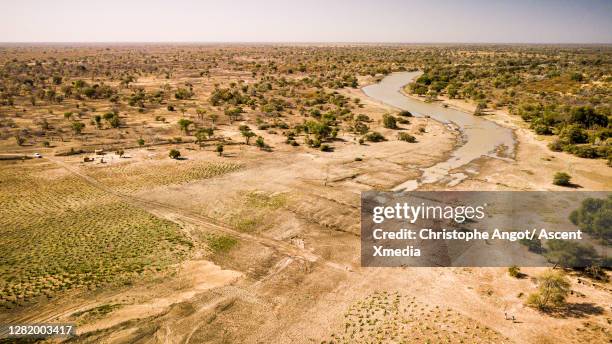 aerial view of african plain and shrubland - chad central africa stock pictures, royalty-free photos & images