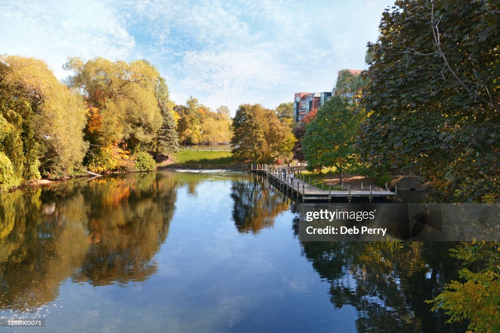 Boardman River in Traverse City, Michigan in the autumn