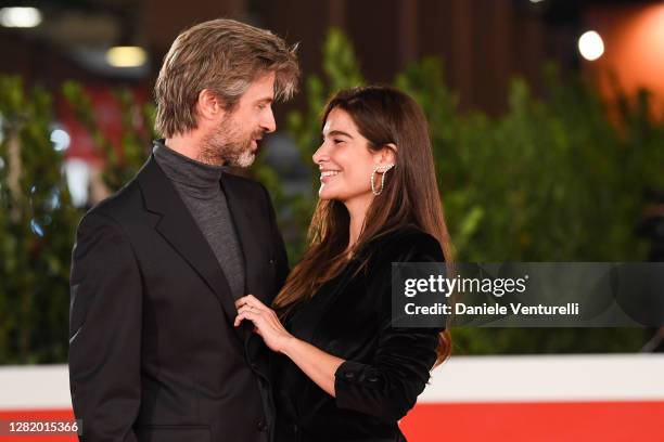 Kim Rossi Stuart and Ilaria Spada attend the red carpet of the movie "Cosa Sarà" during the 15th Rome Film Festival on October 24, 2020 in Rome,...