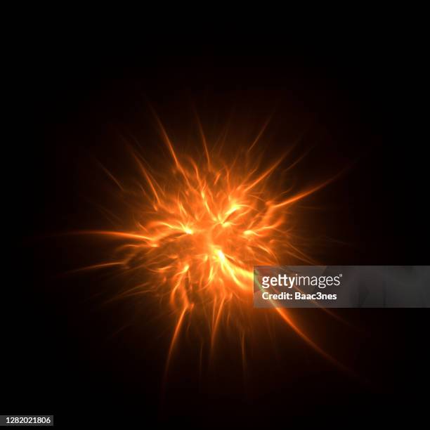 exploding fireball - digital abstract art - the big bang theory foto e immagini stock