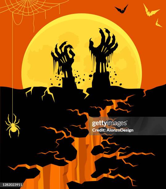 zombie hands. halloween. - angry moon stock illustrations