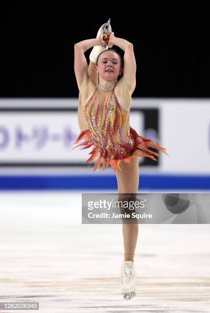 Mariah Bell of the USA competes in the Ladies Free Skating program during the ISU Grand Prix of Figure Skating at the Orleans Arena on October 24,...