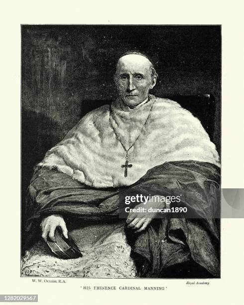 cardinal henry edward manning, english prelate of roman catholic church - archbishop stock illustrations