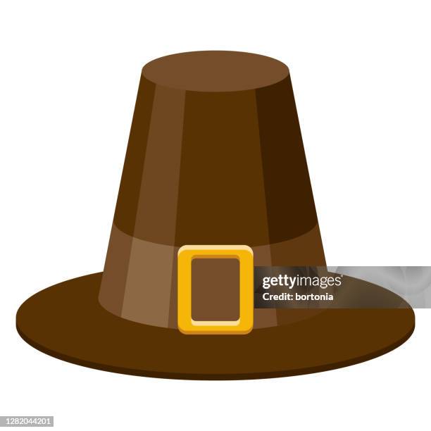 pilgrim hat icon on transparent background - buckle stock illustrations