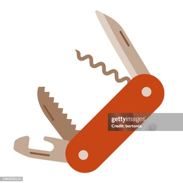 pocket knife icon on transparent background - swiss army knife stock illustrations