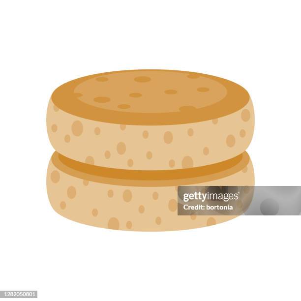 english muffin icon on transparent background - muffin stock illustrations