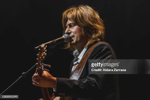 Spanish singer and guitarist Nacho Vegas performs on stage at Nuevo Teatro Alcalá on October 23, 2020 in Madrid, Spain.