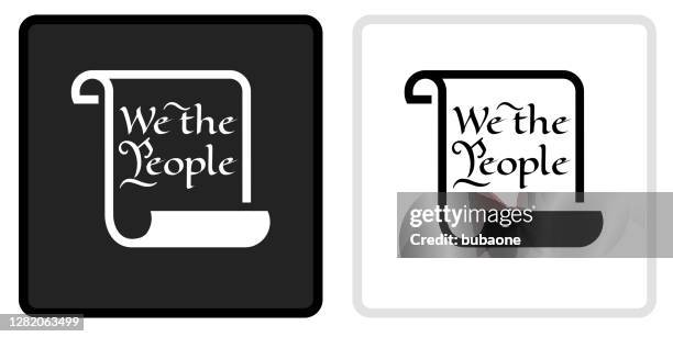 american constitution icon on black button with white rollover - constitution stock illustrations