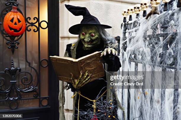 An Upper East Side home is decorated for Halloween on October 24, 2020 in New York City. Many Halloween events have been canceled or adjusted with...