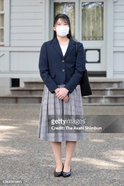 Princess Aiko speaks to media after attending Gakushuin University for the first time on October 24, 2020 in Tokyo, Japan. Due to the novel...