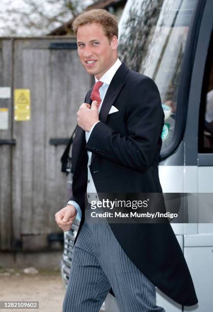 Prince William attends the wedding of Laura Parker Bowles and Harry Lopes at St Cyriac's Church on May 6, 2006 in Lacock, England.