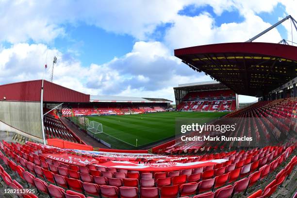General view inside the stadium prior to the Ladbrokes Scottish Premiership match between Aberdeen and Celtic at Pittodrie Stadium on October 25,...
