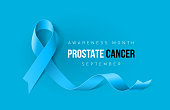 Banner with Prostate Cancer Awareness Light-Blue Ribbon