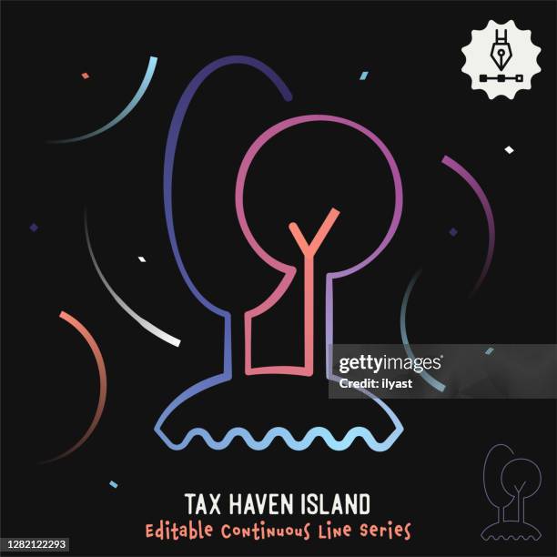 tax haven island editable line illustration - rural banking stock illustrations