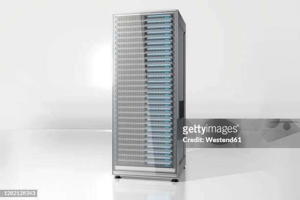 ilustraciones, imágenes clip art, dibujos animados e iconos de stock de server tower against white background - network server