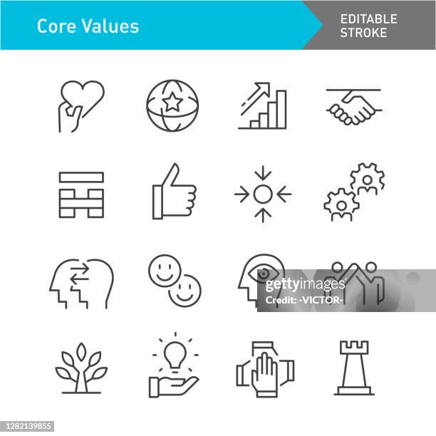 stockillustraties, clipart, cartoons en iconen met pictogram kernwaarden - lijnreeks - bewerkbare lijn - bankafschrift