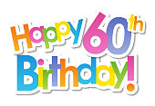 HAPPY 60th BIRTHDAY! colorful typography banner