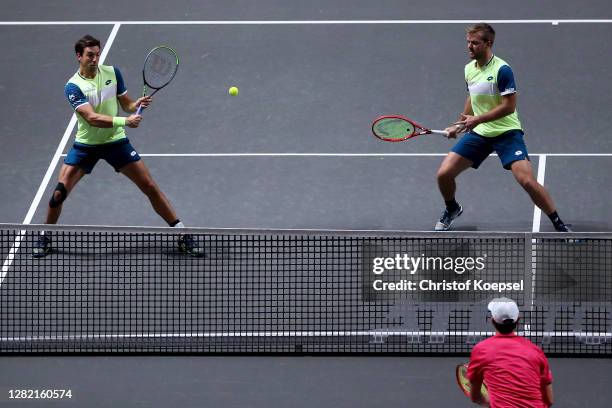 Andreas Mies of Germany and Kevin Krawietz of Germany play during the double final match between Kevin Krawietz of Germany and Andreas Mies of...