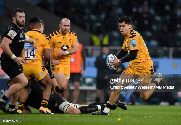 Wasps' Jacob Umaga scores his sides first try during the Gallagher Premiership Rugby final match between Exeter Chiefs and Wasps at Twickenham...