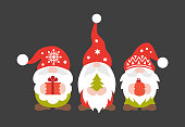 Cute Christmas gnomes. Vector festive illustration for the new year.