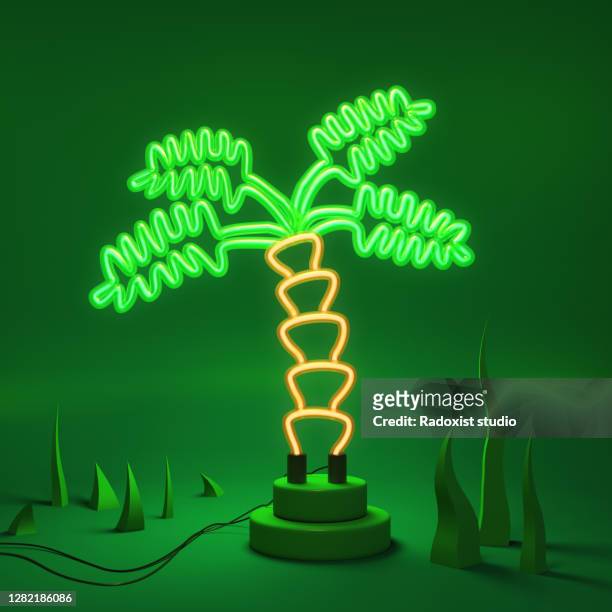 Abstract neon lamp palm shape background object