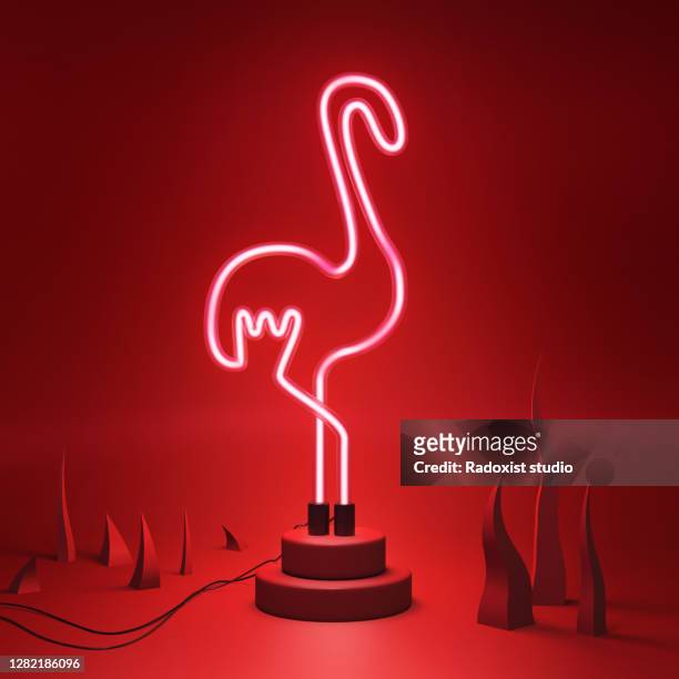 Abstract neon lamp red flamenco shape background object
