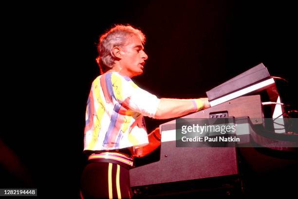 English Progressive Rock musician Tony Kaye, of the group Yes, performs onstage at the Poplar Creek Music Theater, Hoffman Estates, Illinois, May 12,...