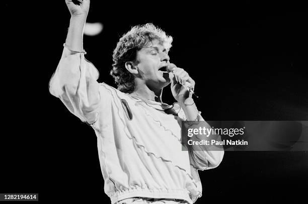 English Progressive Rock musician Jon Anderson, of the group Yes, performs onstage at the Poplar Creek Music Theater, Hoffman Estates, Illinois, May...