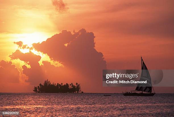 tropical sunset tvtp169 - bora bora stock pictures, royalty-free photos & images