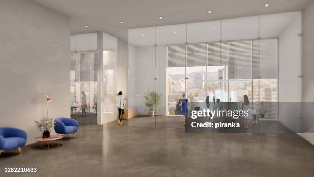 modern office interior - lobby screen stock pictures, royalty-free photos & images