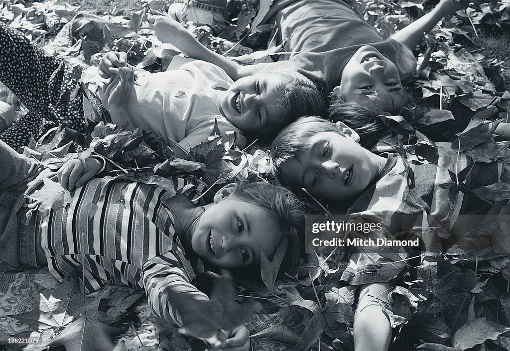 Children in leaves