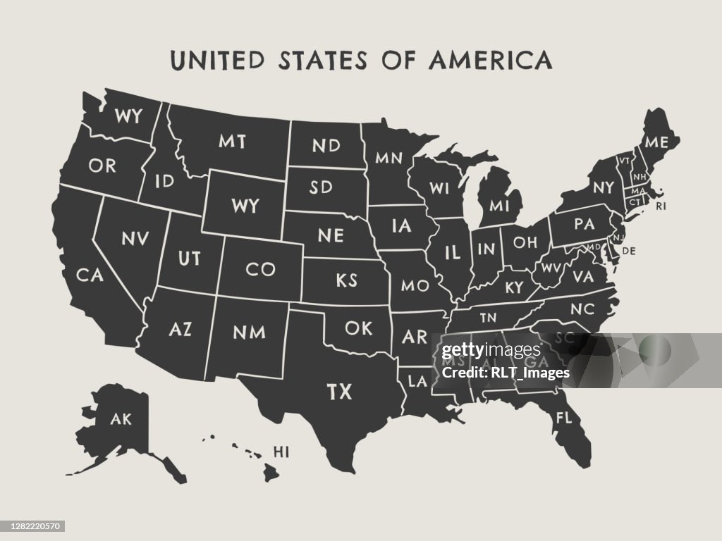 United States vector map illustration with state labels