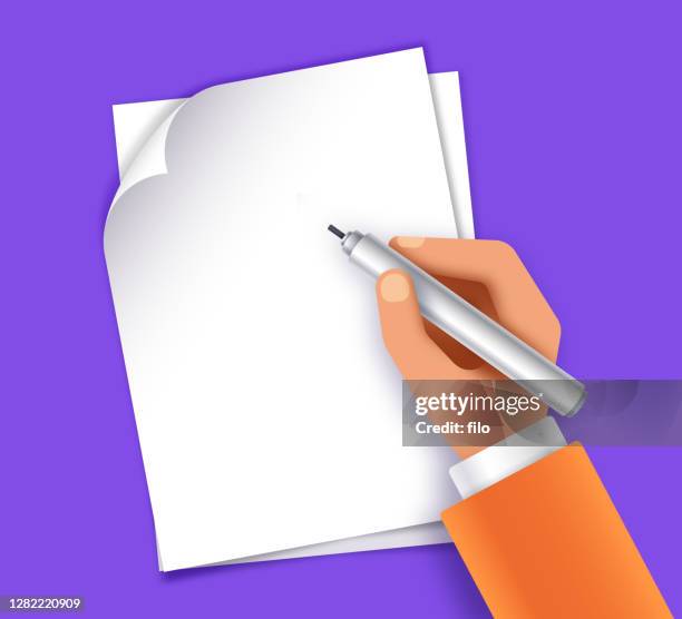 person writing or drawing blank paper - journalist desk stock illustrations