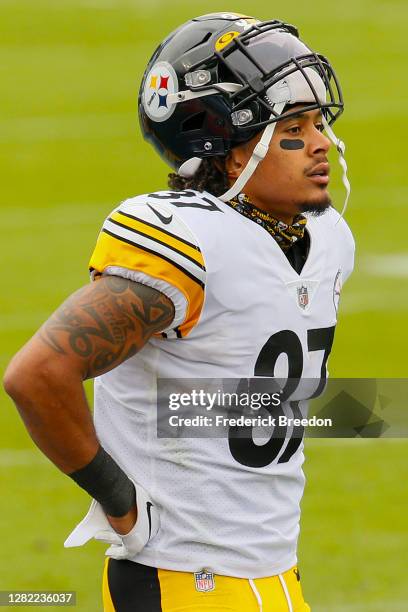 Jordan Dangerfield of the Pittsburgh Steelers watches from the sideline during a game against the Tennessee Titans at Nissan Stadium on October 25,...