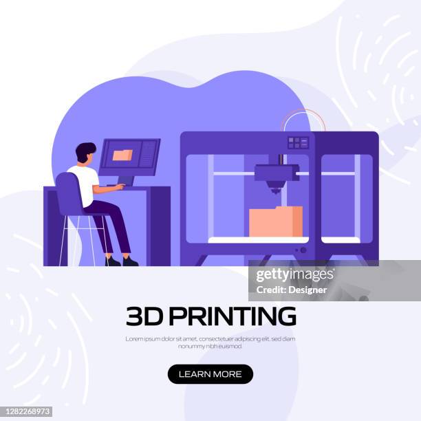 3d printing technology concept vector illustration for website banner, advertisement and marketing material, online advertising, business presentation etc. - 3 d printer stock illustrations