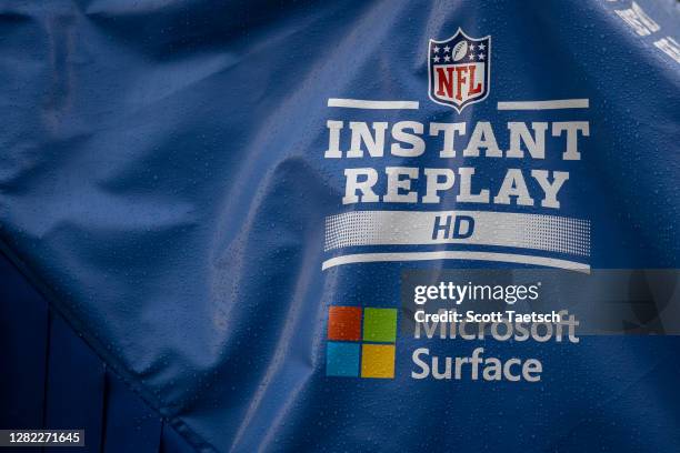 Detailed view of the NFL Instant Replay HD rain cover on the Microsoft Surface during the second half of the game between the Washington Football...